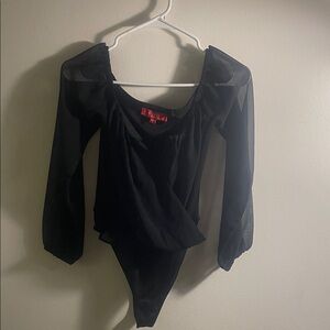 Guess Black Sheer Sleeve Bodysuit